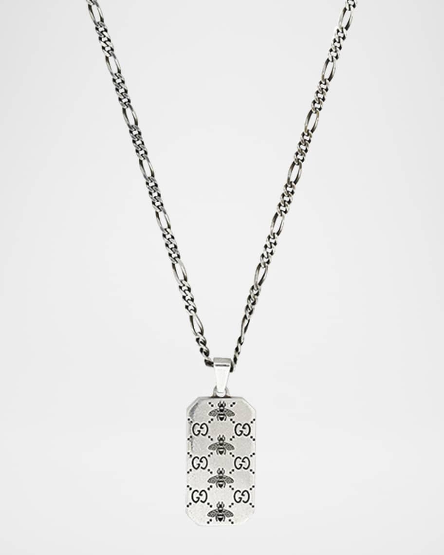 Gucci Men's GG and Bee Engraved Dog Tag Necklace | Neiman Marcus