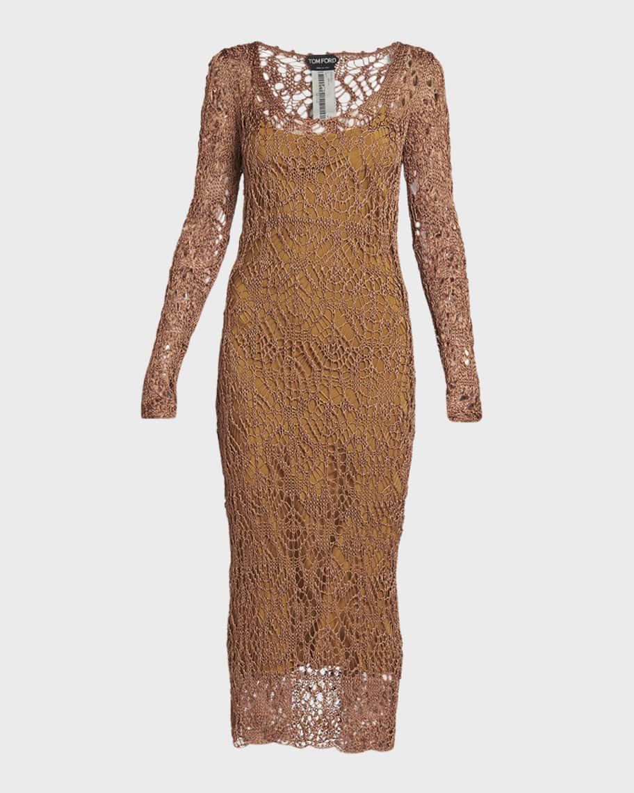 TOM FORD Fine Lace-Knit Midi Dress | Neiman Marcus