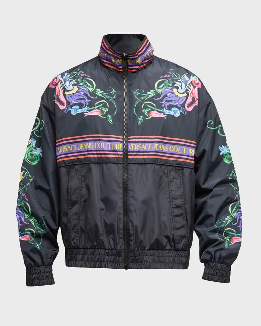 Versace Jeans Couture Men's Multicolor V-Emblem Garden-Print Jacket