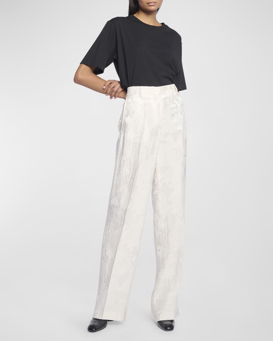 Dries Van Noten Pulley Silk Jacquard Trouser Pants | Neiman Marcus