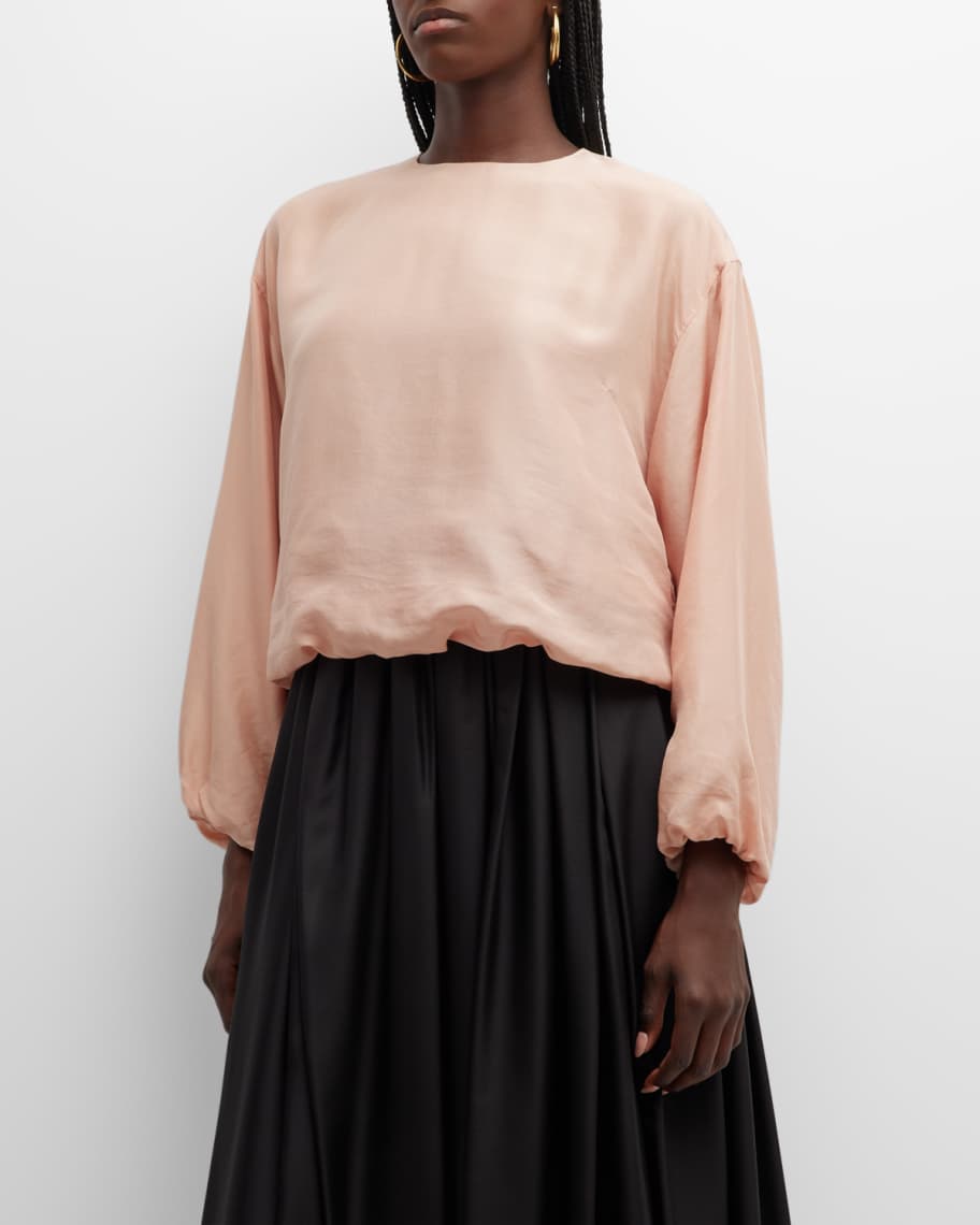Dries Van Noten Capo Gathered Silk Blouse | Neiman Marcus
