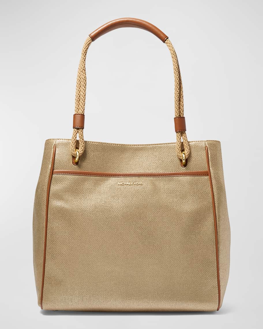 Michael Kors Canvas Heart The Michael Leather Trum Travel Tote Bag