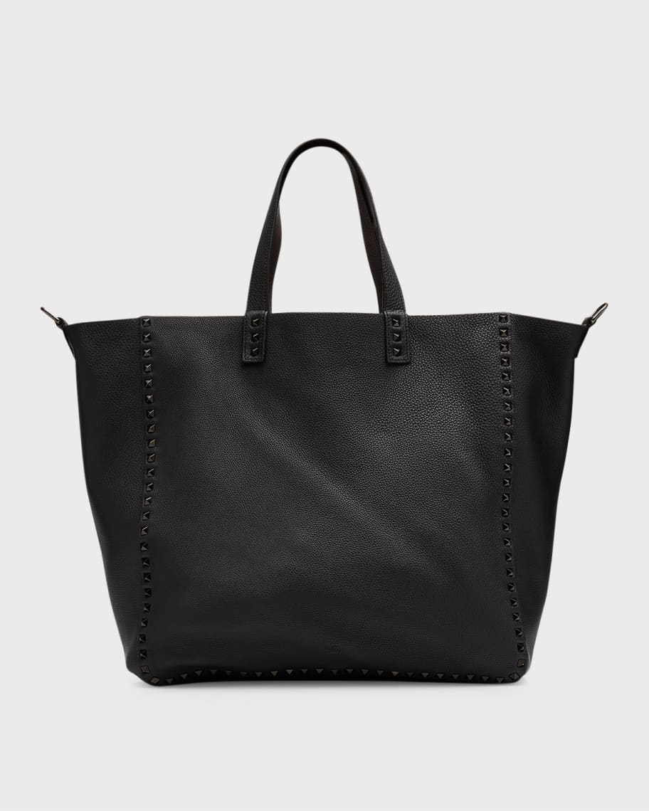 Valentino Garavani Men Multicolor Crochet And Leather Shopping Bag