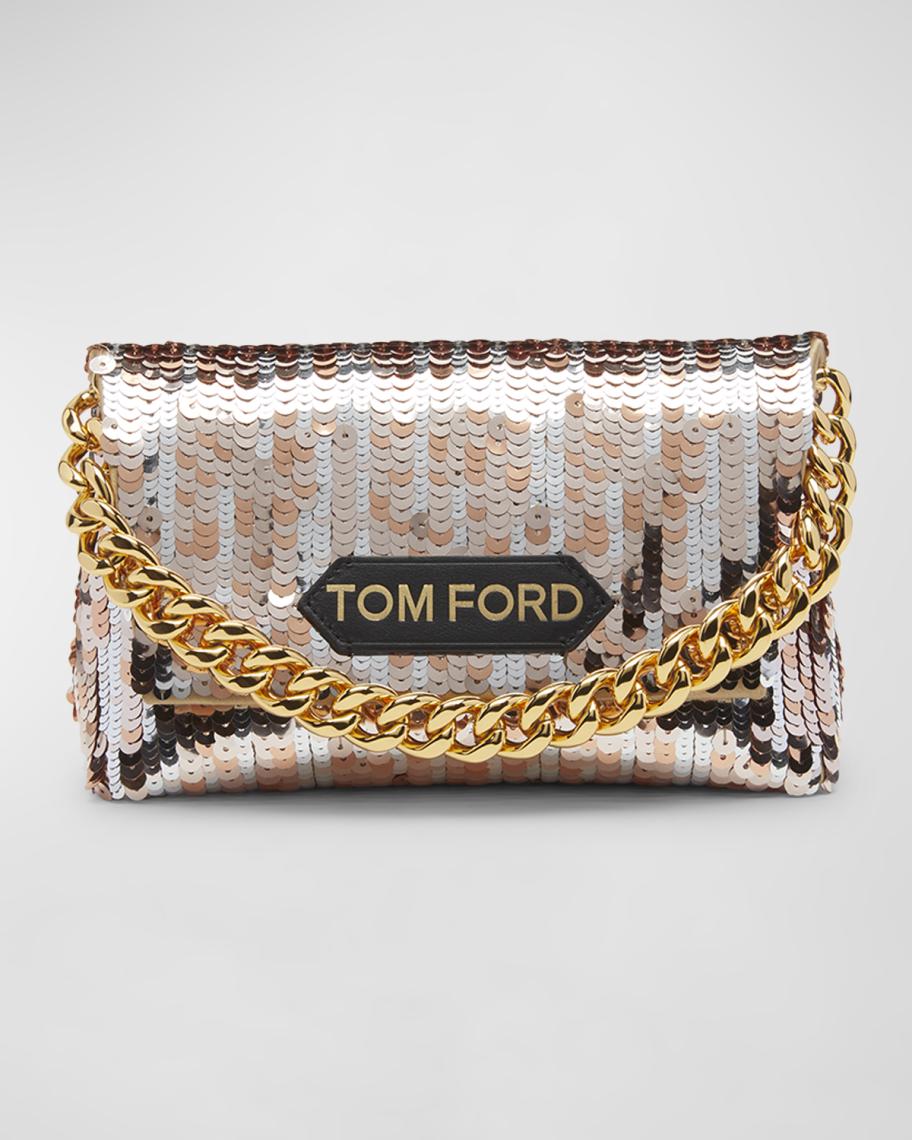TOM FORD Label Mini Bag in Sequin with Chain | Neiman Marcus