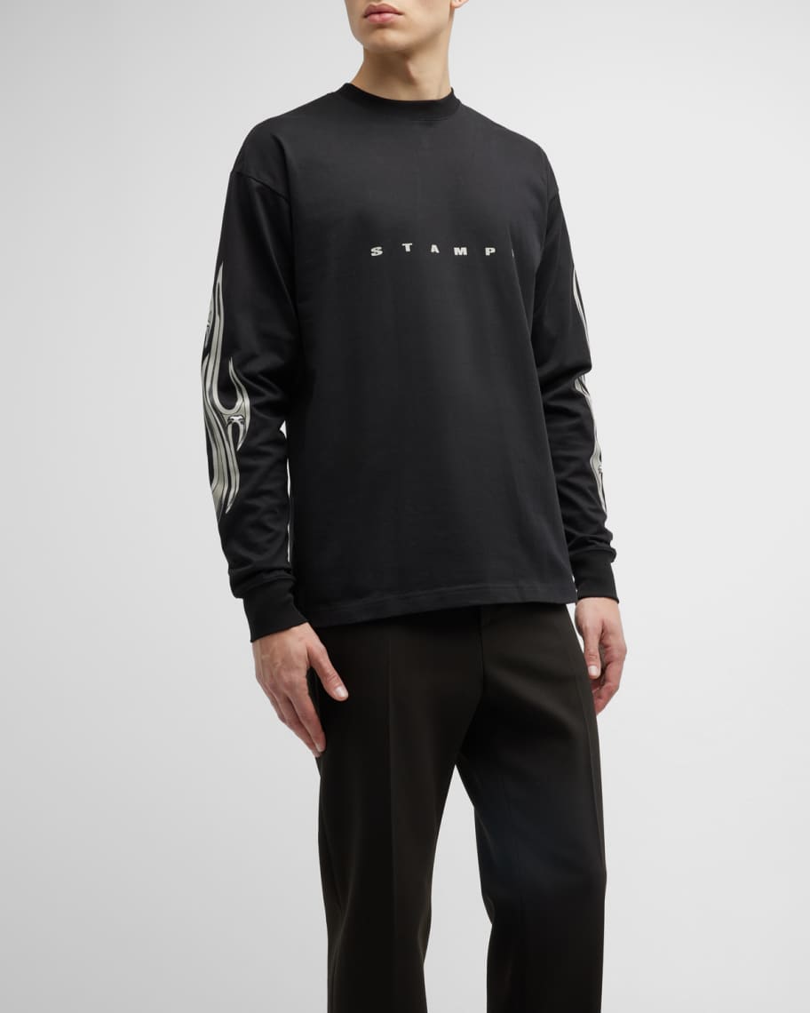 スリーブ Tシャツ 黒色 ブラック 長袖 メンズ 【 SLEEVE STAMPD CHROME