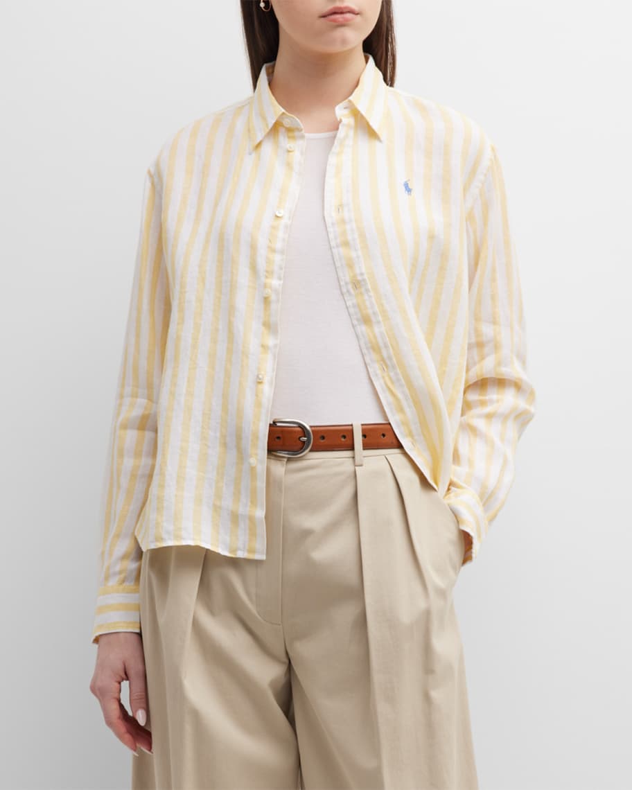 Polo Ralph Lauren Striped Button-Down Linen Shirt | Neiman Marcus