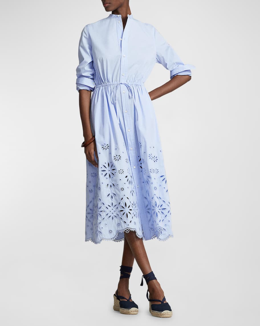 Polo Ralph Lauren Eyelet-Embroidered Cotton Shirtdress | Neiman Marcus
