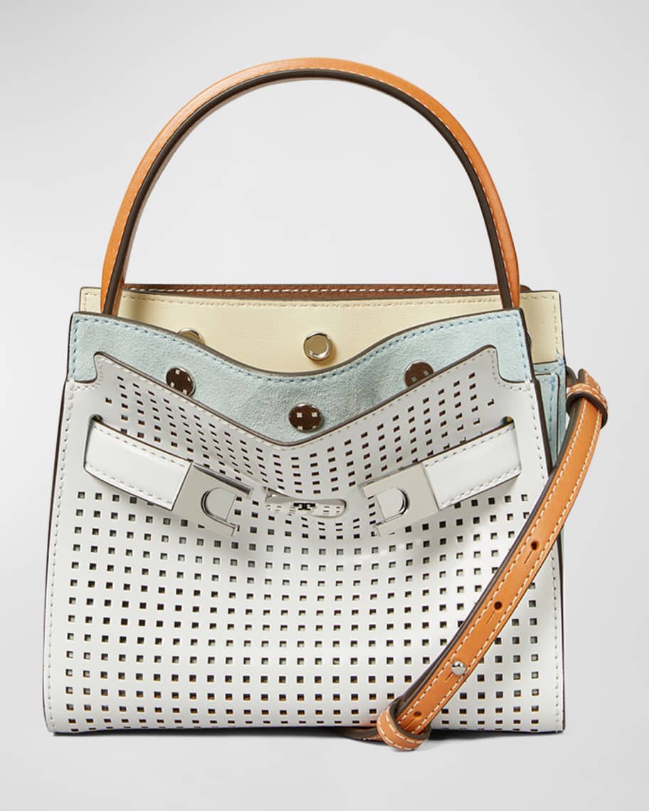 Tory Burch Lee Radziwill Petite Perforated Double Top-Handle Bag