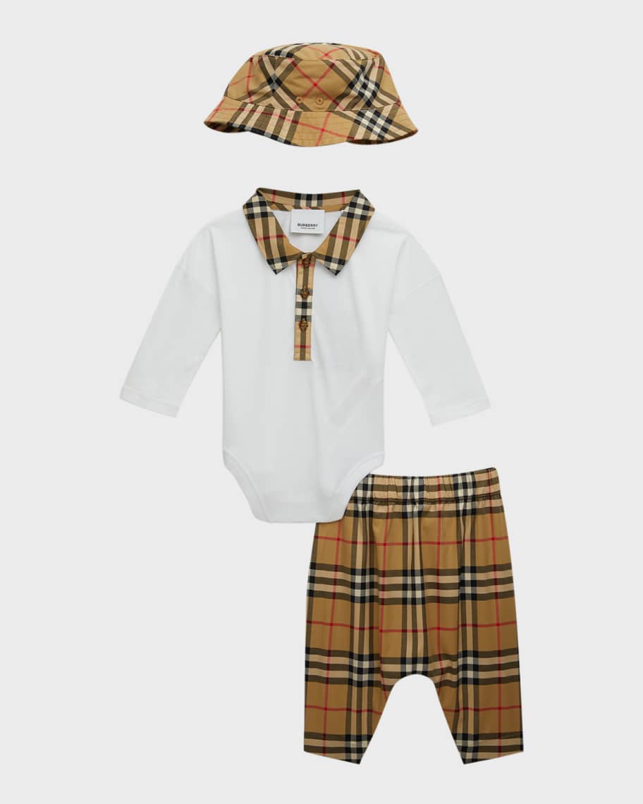 Burberry Boy's Raffi 3-Piece Check-Print Gift Set, Size Newborn-12M |  Neiman Marcus