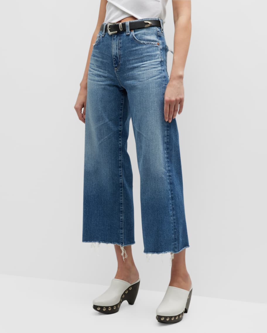AG Jeans Saige High Rise Wide-Leg Crop Jeans | Neiman Marcus