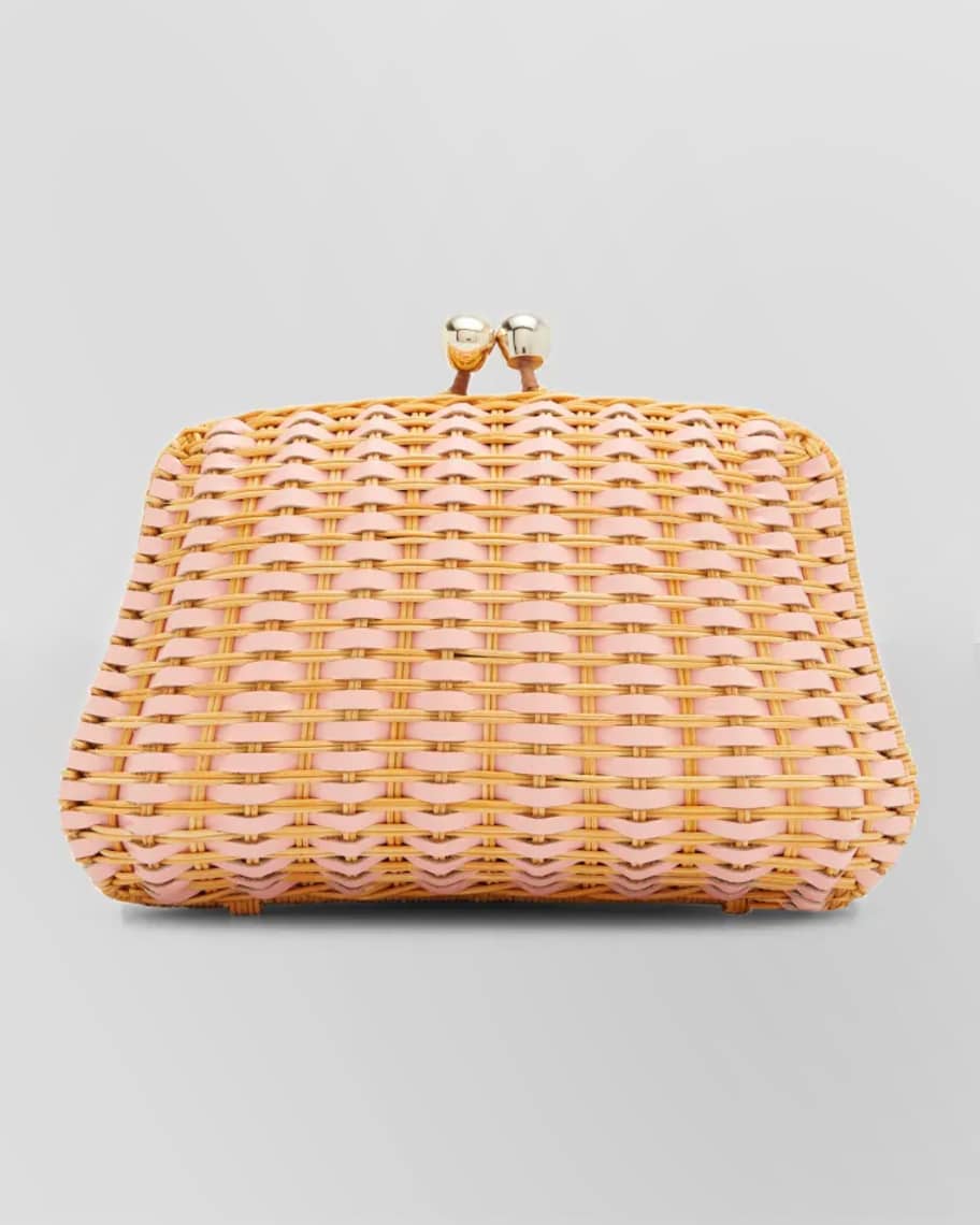 Serpui Hailey Studded Rattan Clutch Bag