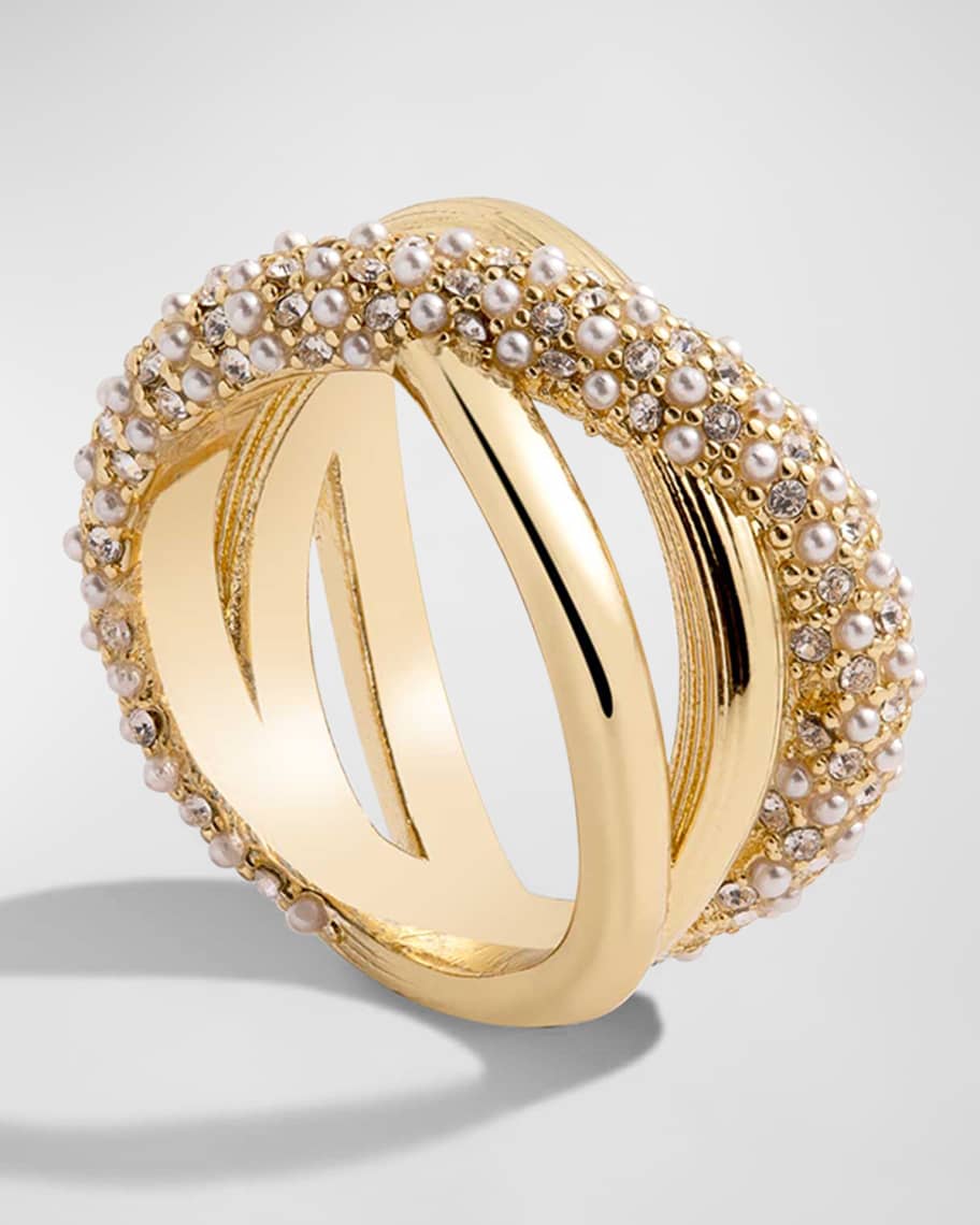 DEMARSON 12K GoldPlated Greta Crystal Ring Neiman Marcus