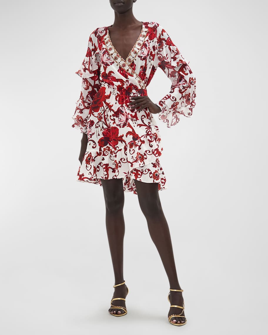 L'il Sista Short Sleeve Wrap Dress with Ruffle Hem – silk
