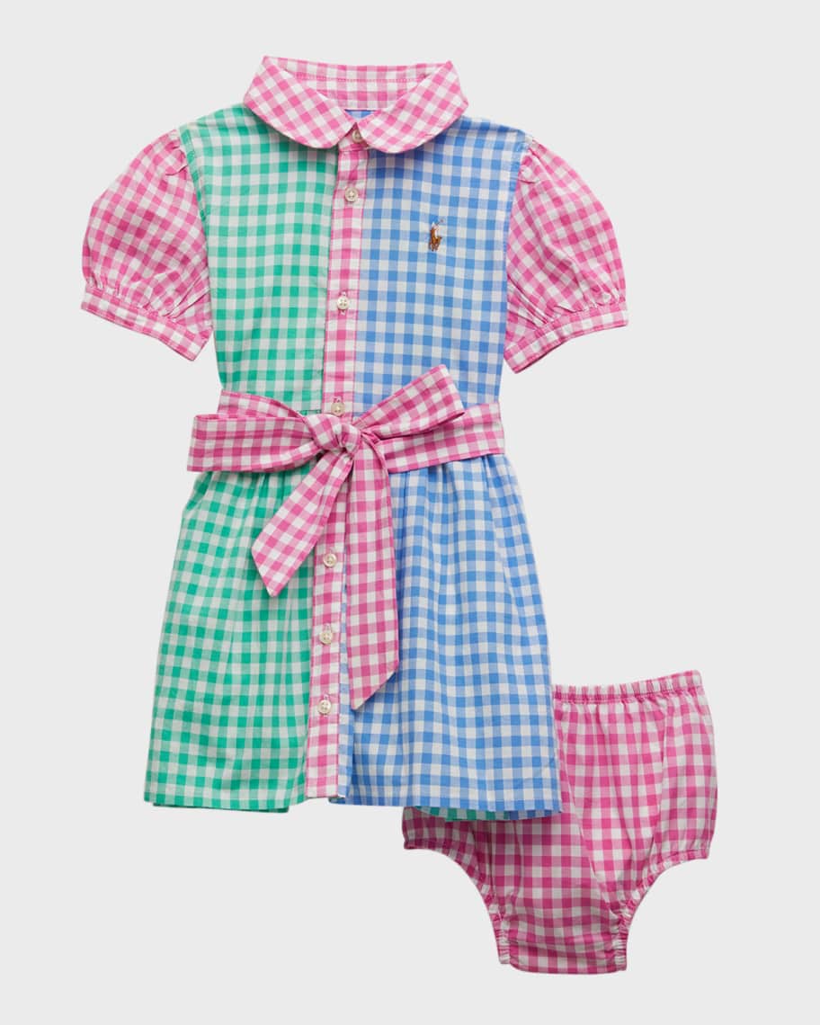 Ralph Lauren Childrenswear Girl's Multicolor Gingham-Print Shirt Dress W/  Bloomers, Size 3M-24M | Neiman Marcus