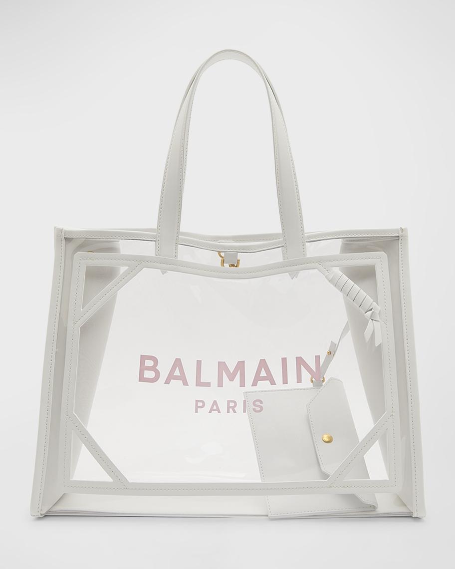 Balmain B Army Medium Shopper Tote Bag in Recycled PVC with Leather ...