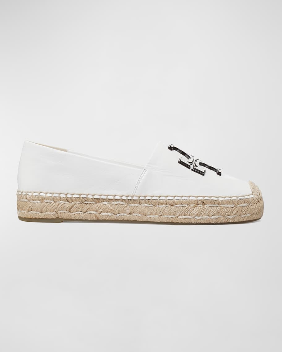 Tory burch ines cheap flat leather logo espadrilles