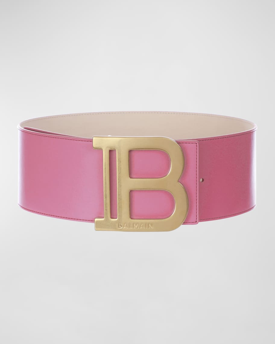 Balmain Monogram Wide Leather Belt Neiman Marcus