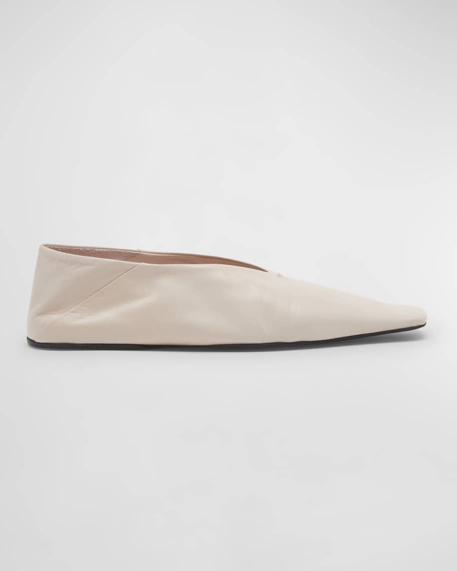 Jil Sander Blue Leather Slip-On Loafers