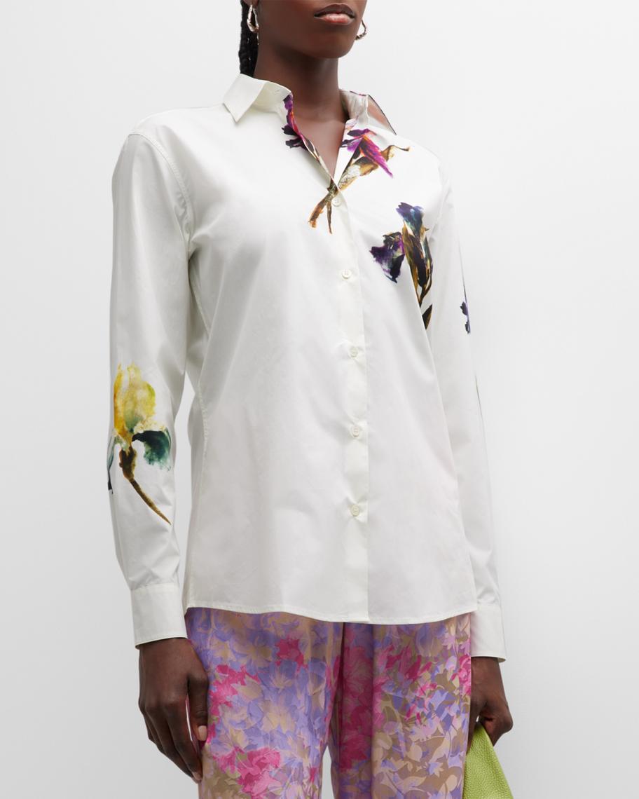 Dries Van Noten Clavelly Floral-Print Collared Shirt | Neiman Marcus