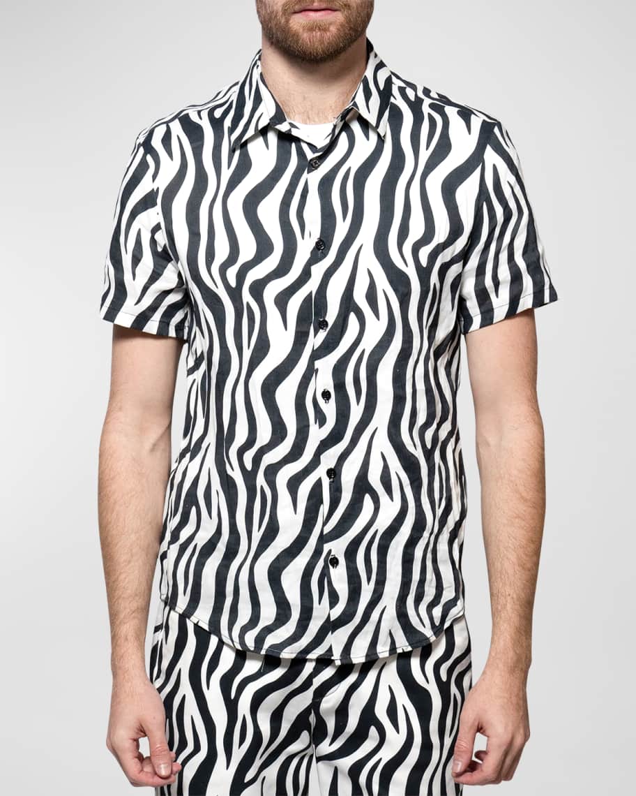 monfrere Men's Craig ZebraPrint ShortSleeve ButtonFront Shirt
