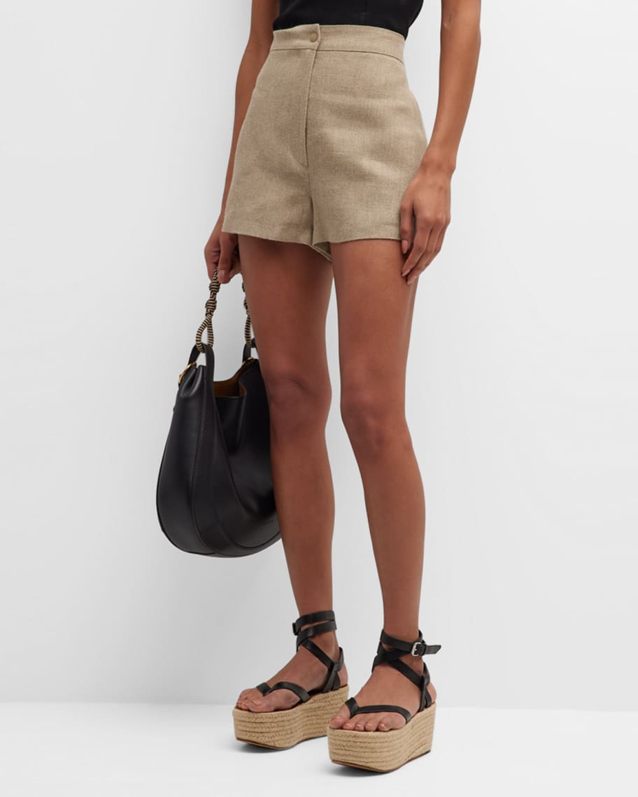 Max Mara Visiera High Rise Linen Shorts | Neiman Marcus