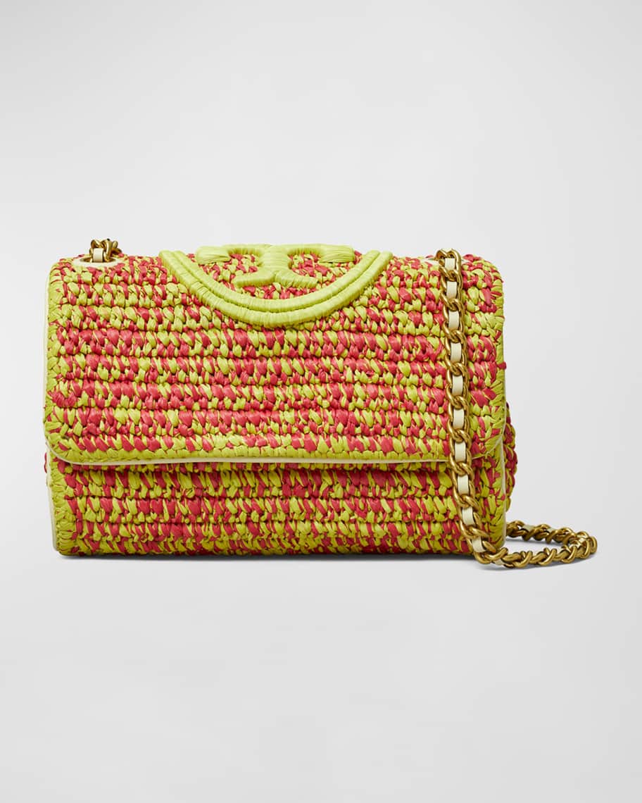 Tory Burch Fleming Small Crochet Straw Convertible Shoulder Bag