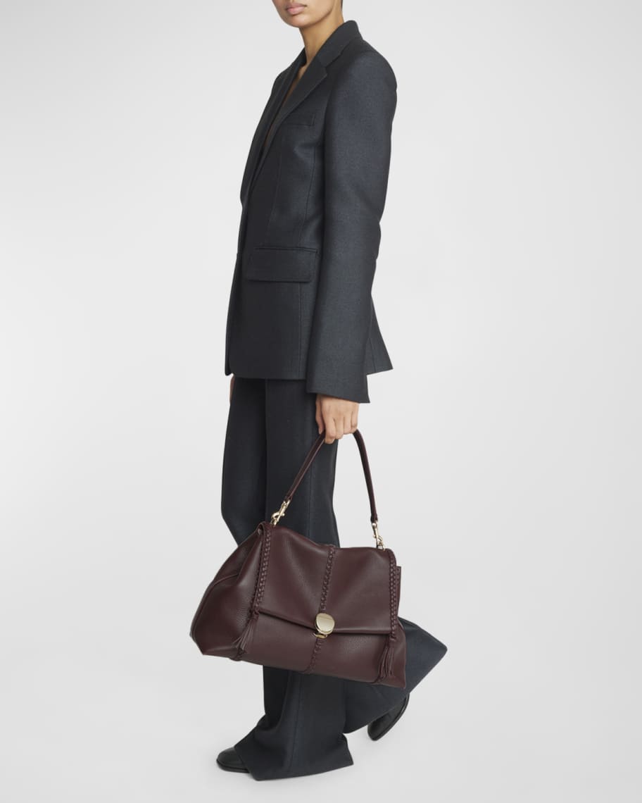Image 2 of 6: Penelope Large Top-Handle Bag in Smooth Grained Leather