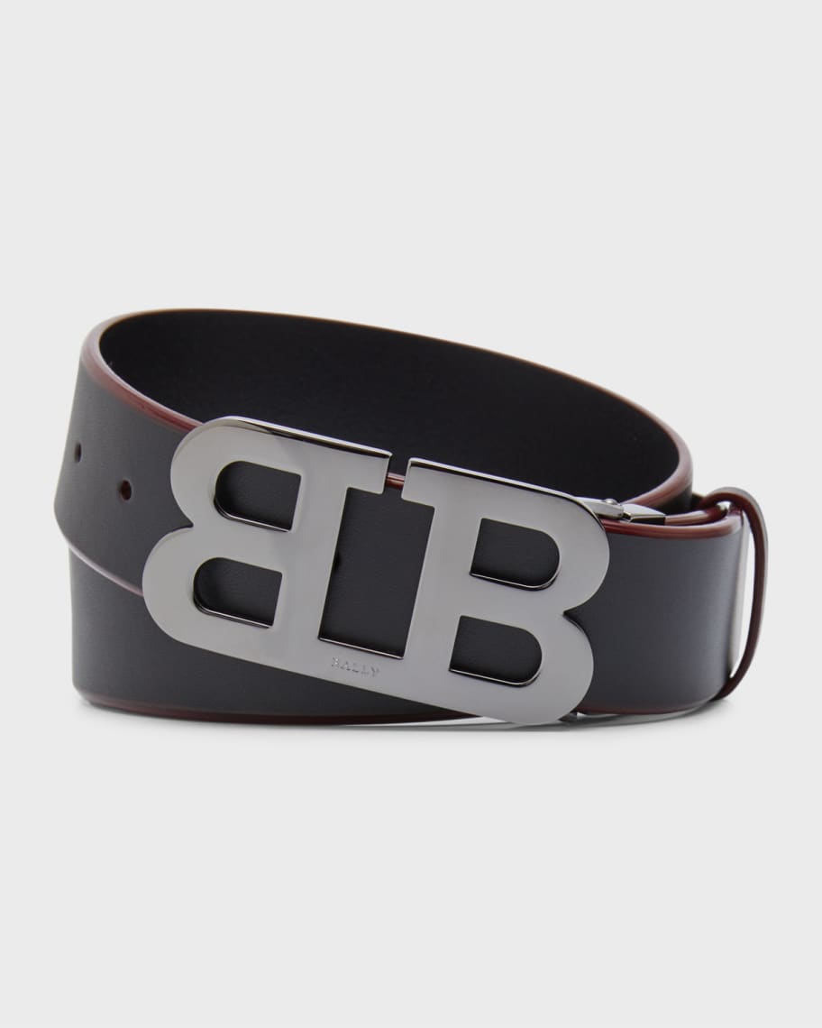 Leather Double B Buckle Belt in Black - Women