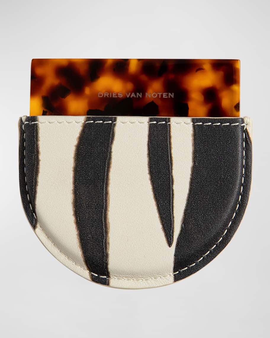 Dries Van Noten Zebra Print and Tortoiseshell Handheld Mirror