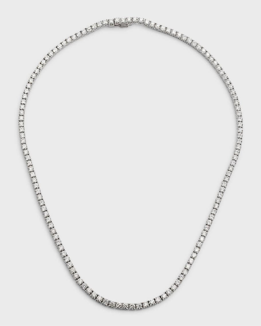 Neiman Marcus Diamonds 18K White Gold Diamond Tennis Necklace, 17"L, 14