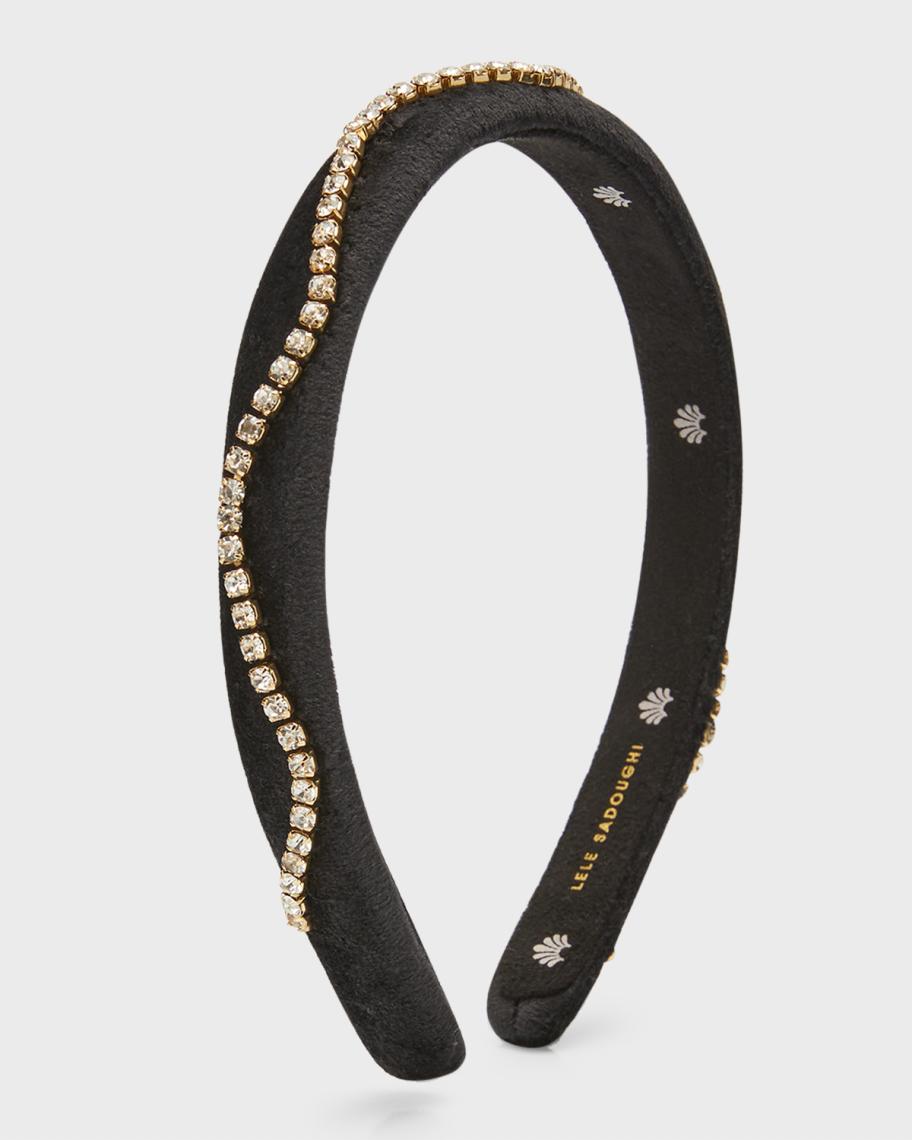 Lele Sadoughi Black Crystal Padded Headband Lele Sadoughi | Accessories | Black Crystal Velvet Headband  main image 4