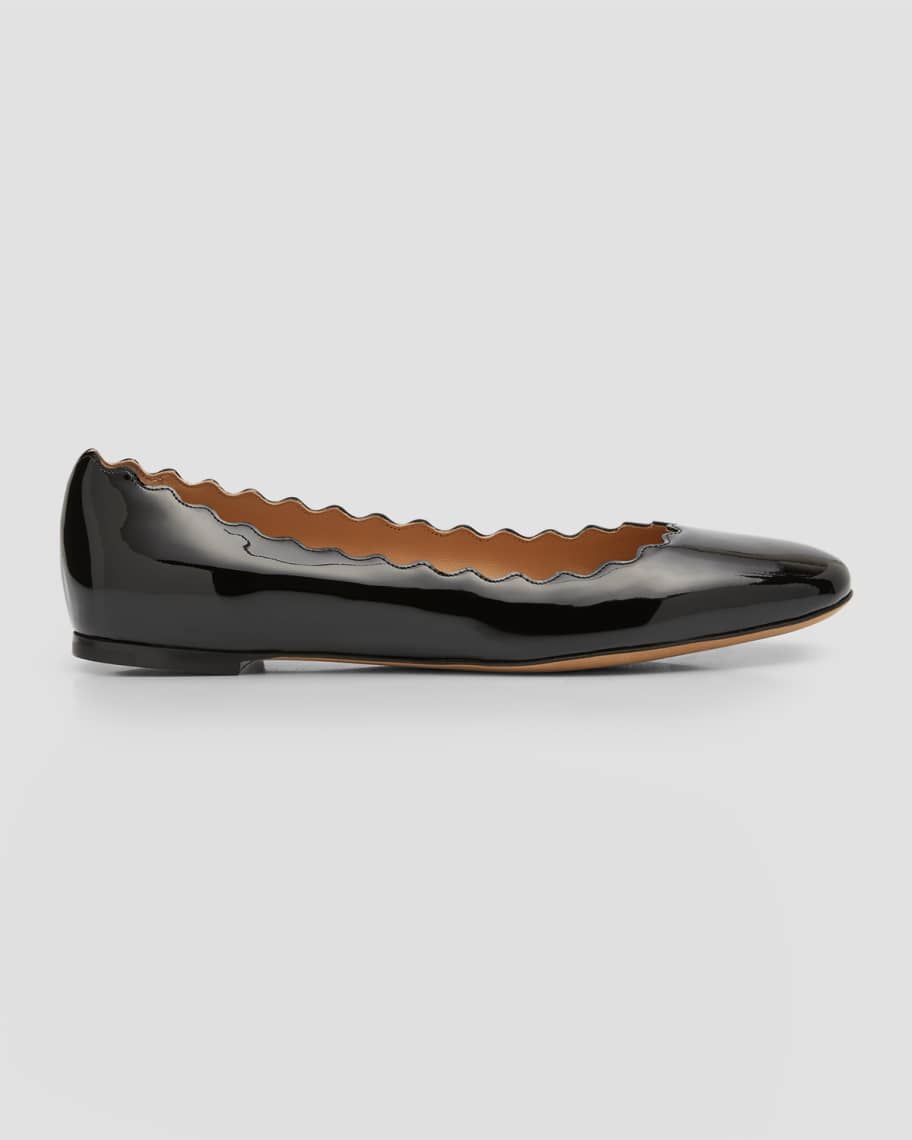 Chloe Lauren Patent Leather Scalloped Ballet Flats | Neiman Marcus