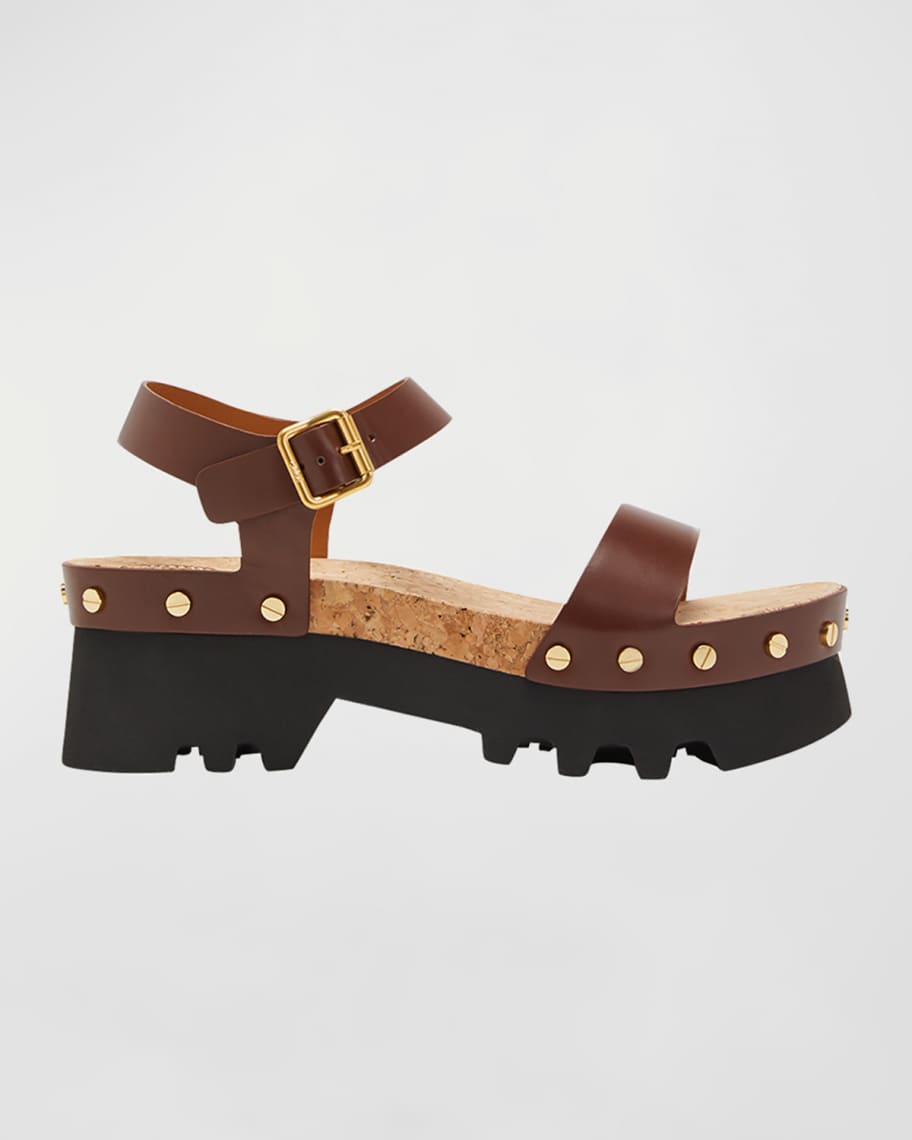Chloe Owena Ankle-Strap Leather Sandals | Neiman Marcus