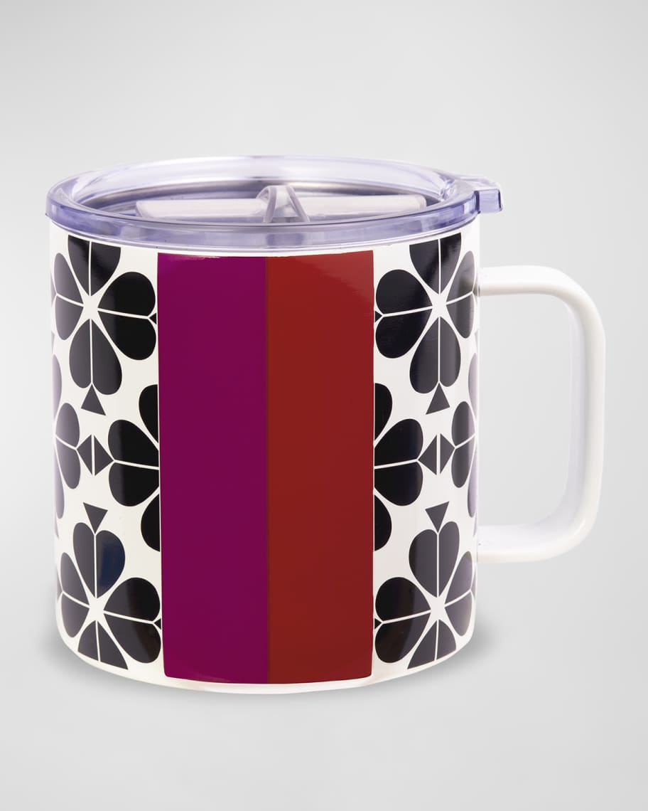kate spade new york black spade flower stainless steel coffee mug | Neiman Marcus