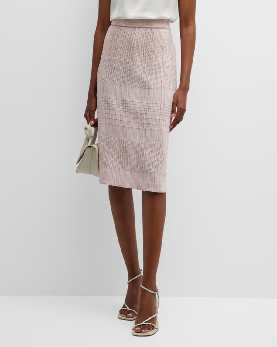 Misook Straight Knit Midi Skirt with Novelty Stitch Detail Neiman Marcus