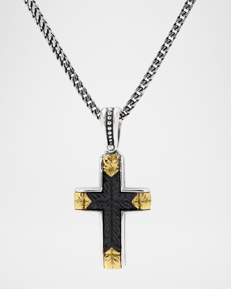 Konstantino Men's Two-Tone Black Onyx Cross Pendant | Neiman Marcus