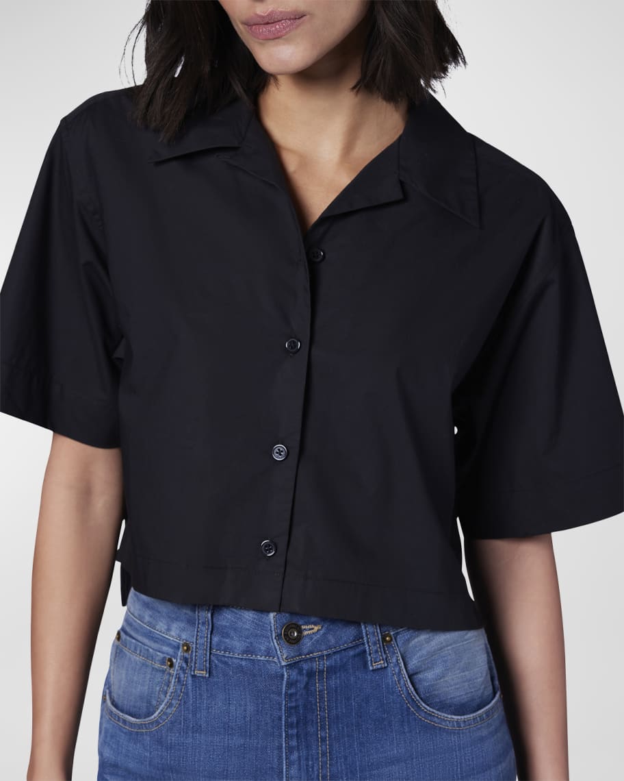 Equipment Salma Cropped Button-Down Poplin Shirt | Neiman Marcus