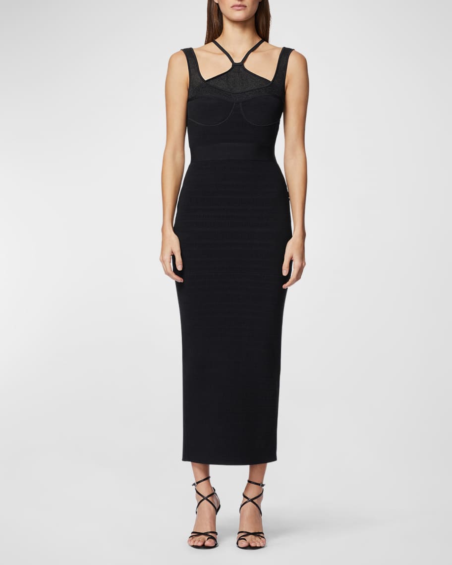 Herve Leger Shirred Bustier Halter Recycled Gown | Neiman Marcus