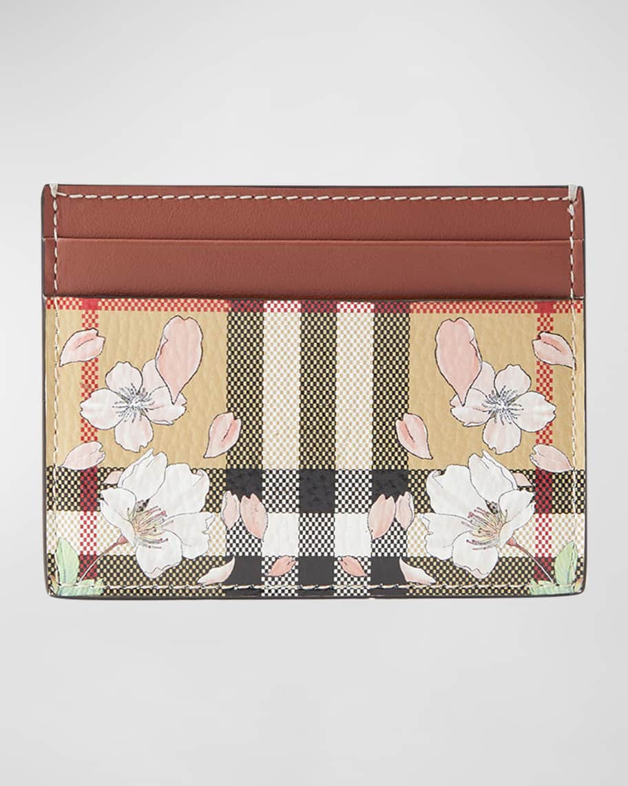 Burberry Floral Check Print Leather Coin Case