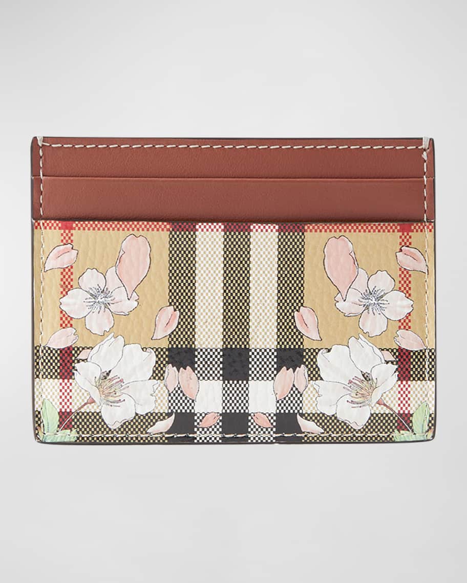 Burberry Sandon Vintage Check Cherry Blossoms Card Case Neiman