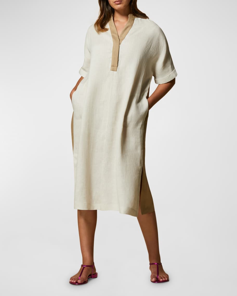 Marina Rinaldi Plus Size Didatta Colorblock Midi Dress | Neiman Marcus