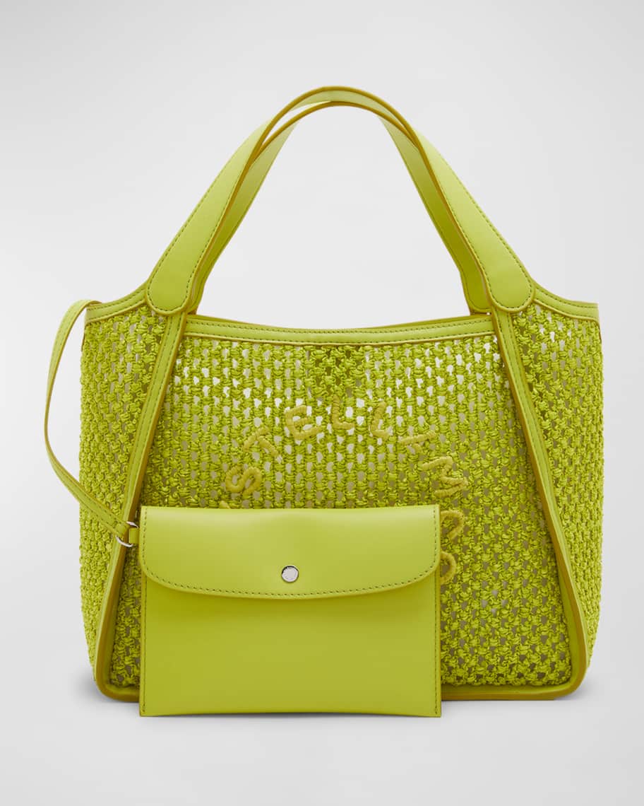 Stella McCartney Logo Mesh Raffia Crossbody Bag | Neiman Marcus