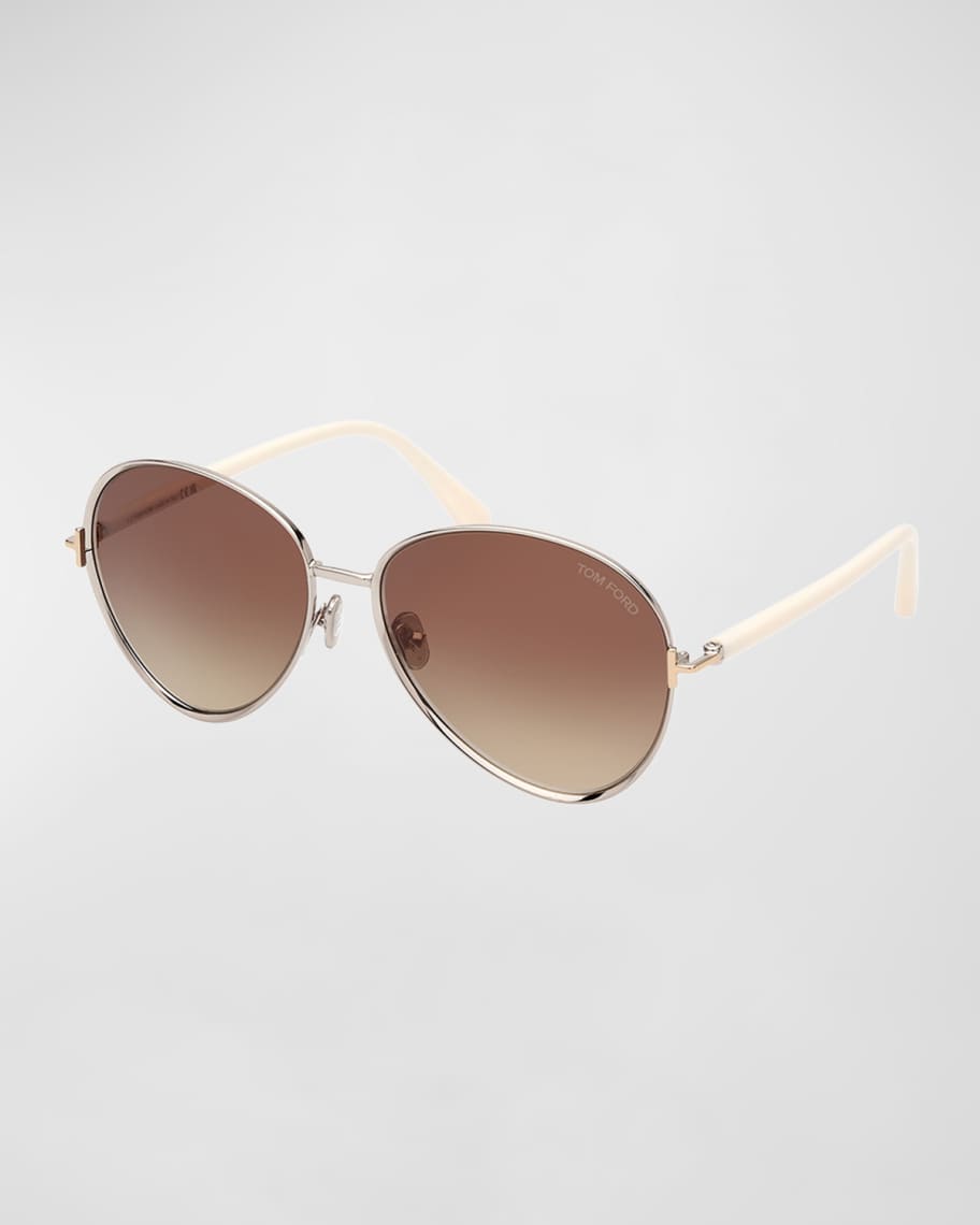 TOM FORD Gradient Round Metal Alloy Sunglasses Neiman Marcus