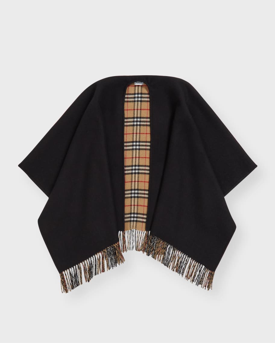 Burberry Neutral Vintage Check Knitted Cape - Women's - Cashmere/wool in  Black