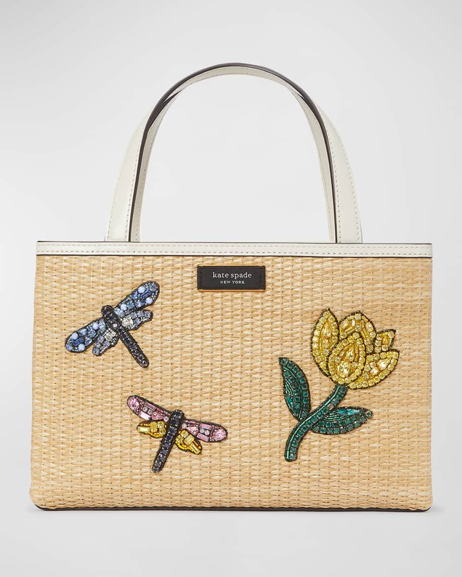 kate spade new york sam icon small dragonfly straw tote bag | Neiman Marcus