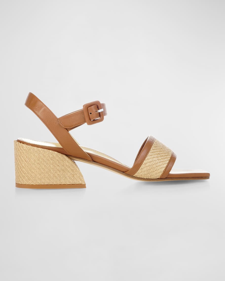 Marion Parke Imogen Raffia Block Heel Sandals | Neiman Marcus