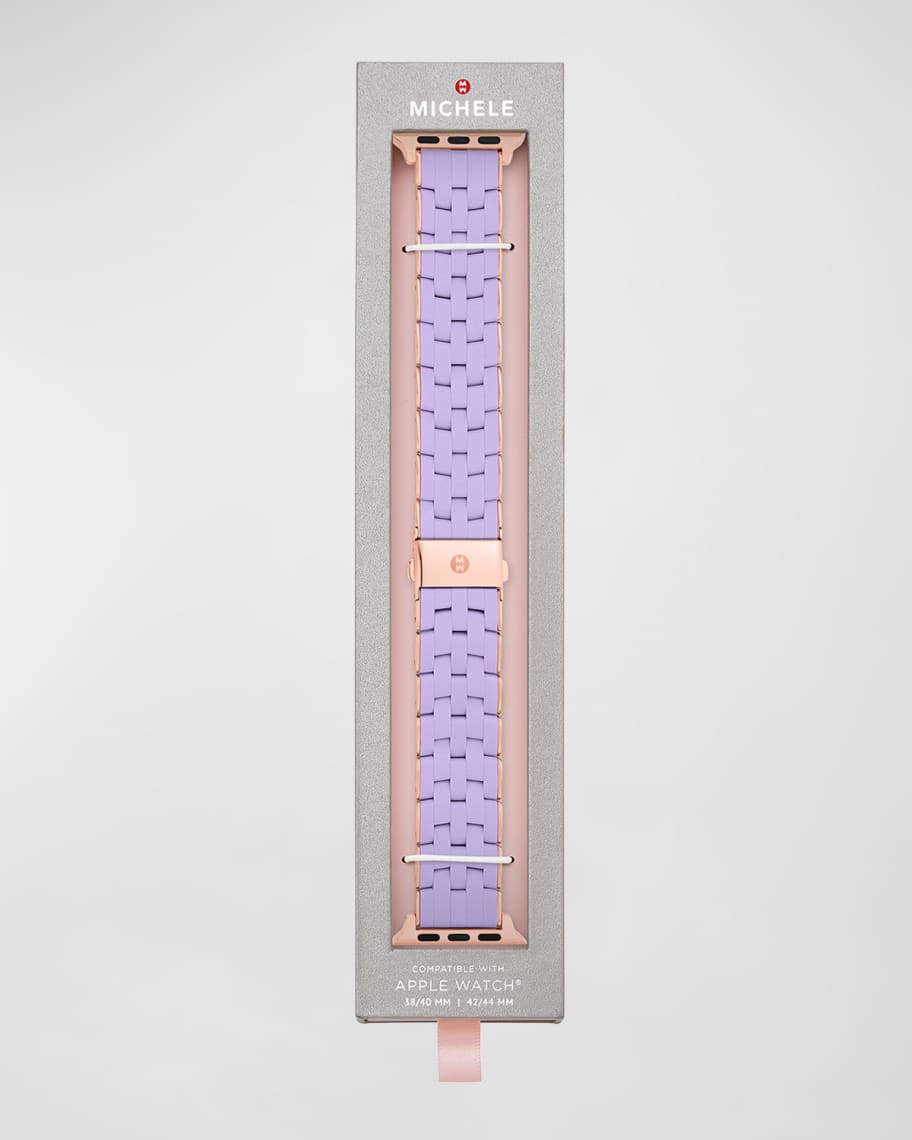 Image 3 of 5: Five-Link Silicone-Wrapped Apple Watch Bracelet Band