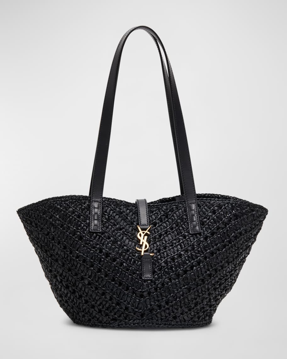 Saint Laurent Beige and Black Raffia Mini East/West Tote – BlackSkinny