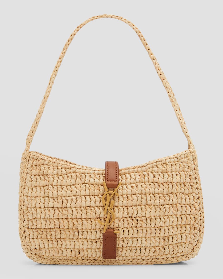 【関税&送料込】Saint Laurent Black Raffia Mini Le 5 A 7 Han Le 5 à 7 Mini raffia shoulder bag in black - Saint Laurent