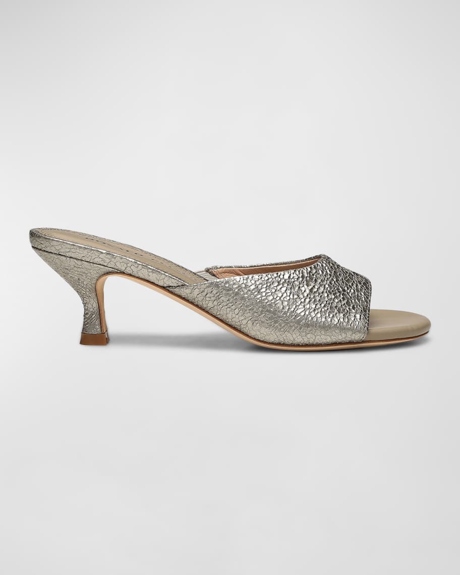 Donald J Pliner Luis Metallic Kitten-Heel Mule Sandals | Neiman Marcus